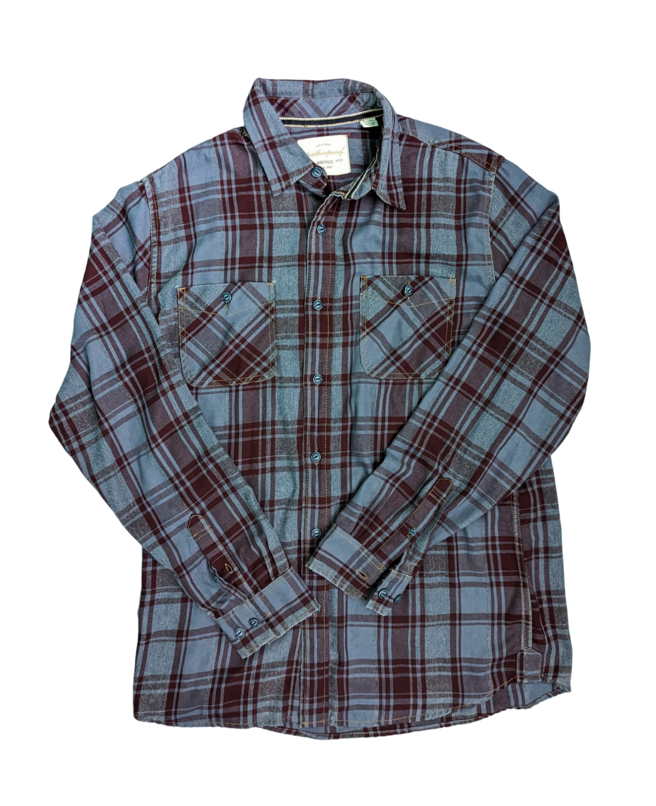 Vintage Plaid Long Sleeve Shirt - Front View