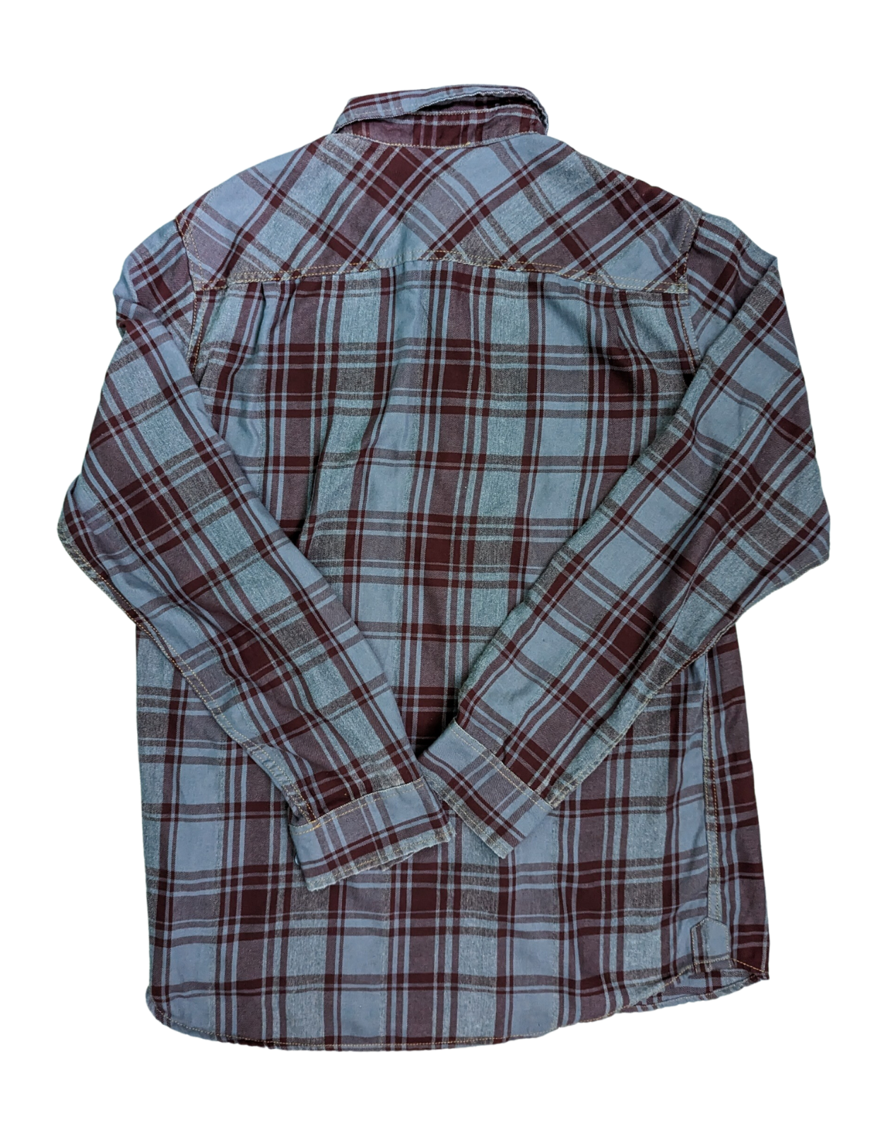 Vintage Plaid Long Sleeve Shirt - Back View