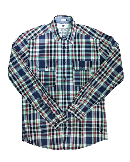 Vinatge Plaid Jack & Jones Long Sleeve Shirt - Front View