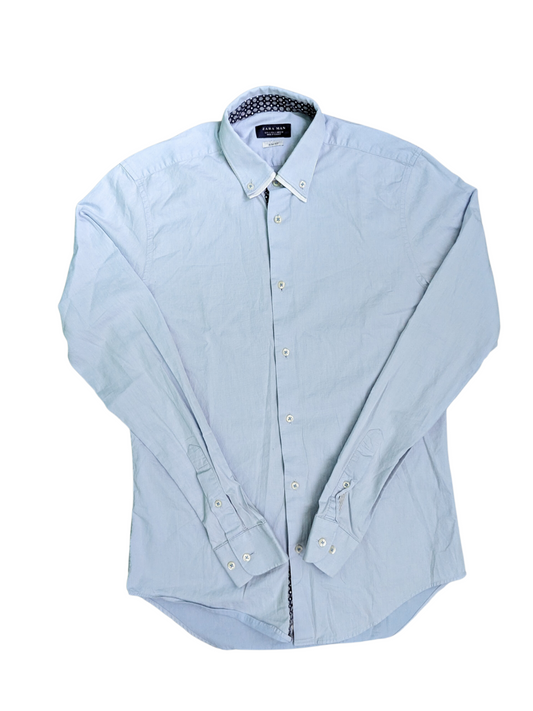 Light Blue Long Sleeve Zara Shirt - Front View