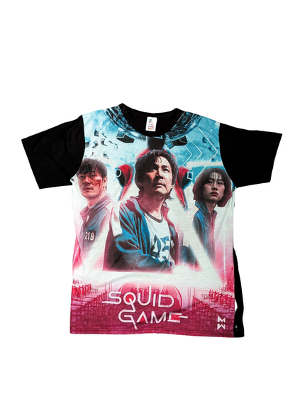 Exclusive Vintage Squid Games Inspired Print T-Shirt - Front View