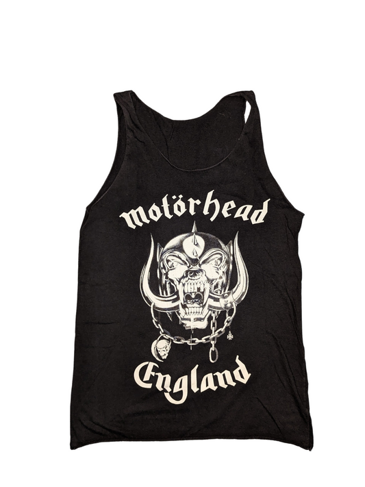 Vintage Motorhead England Inspired Sleeveless Print T-Shirt - Front View