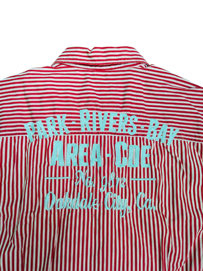 Vintage Red/White Vertically Striped Short Sleeve S.Oliver Shirt - Back View