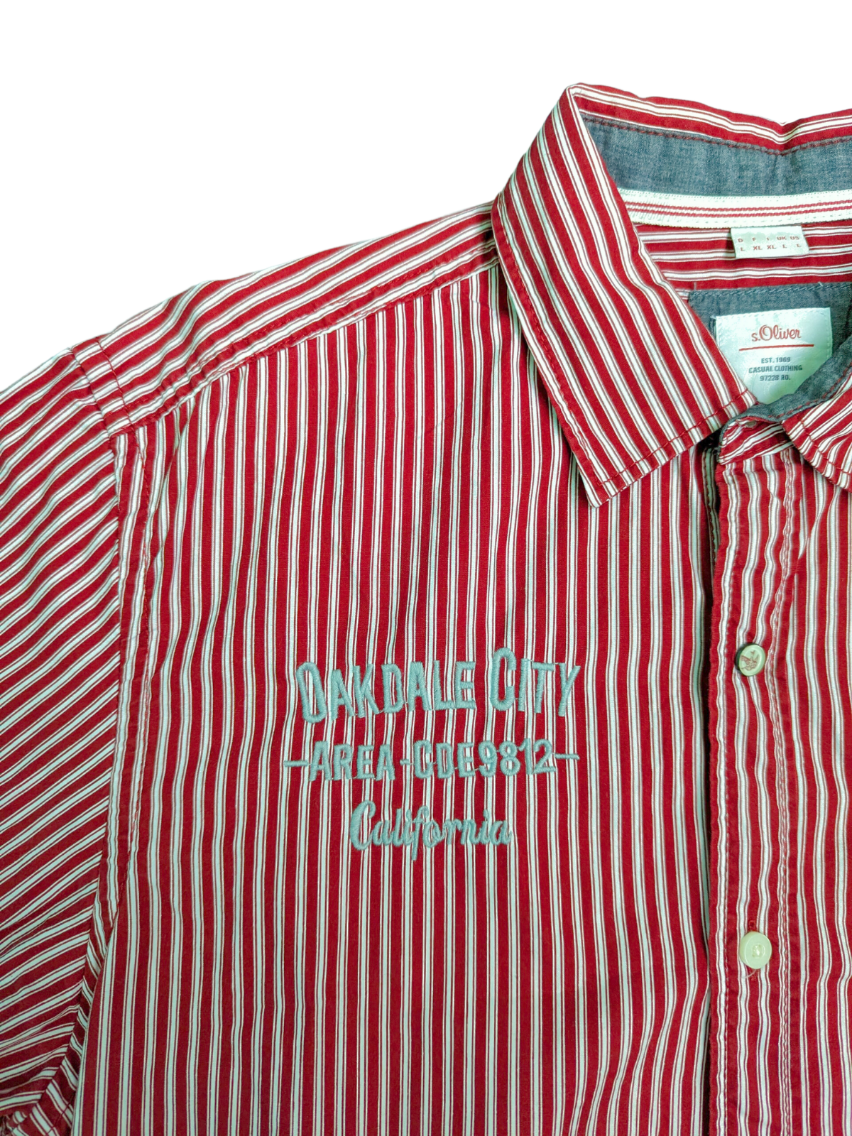 Vintage Red/White Vertically Striped Short Sleeve S.Oliver Shirt Body