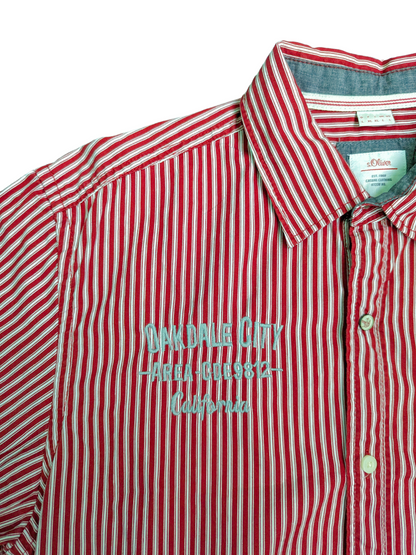 Vintage Red/White Vertically Striped Short Sleeve S.Oliver Shirt Body