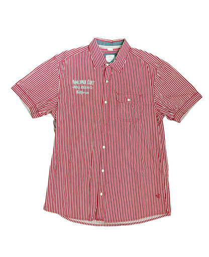 Vintage Red/White Vertically Striped Short Sleeve S.Oliver Shirt - Front View