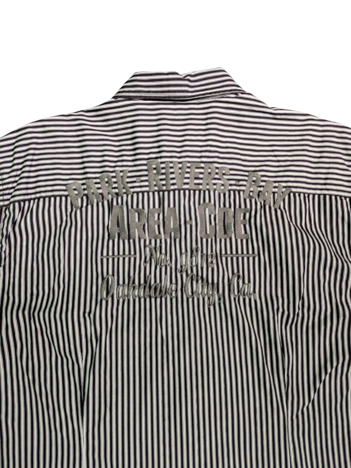 Vintage Black/White Vertically Striped Short Sleeve S.Oliver Shirt - Back View