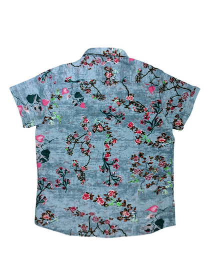 Vintage Floral Pattern  Short Sleeve Shirt - Back View