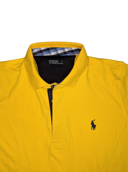 Vintage Yellow Short Sleeve Ralph Lauren Polo  Shirt - Collar View 2