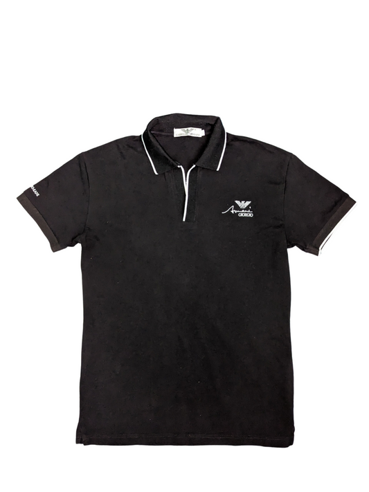 Vintage Black Short Sleeve Emporio Armani Polo Shirt - Front View