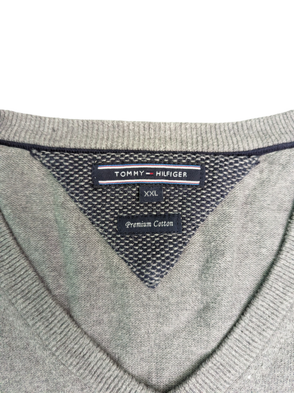 Vintage Light Grey Tommy Hilfiger Sweater - V Neck