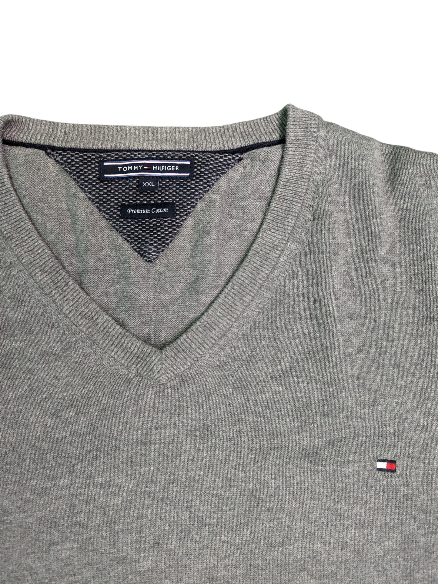 Vintage Light Grey Tommy Hilfiger Sweater - Logo