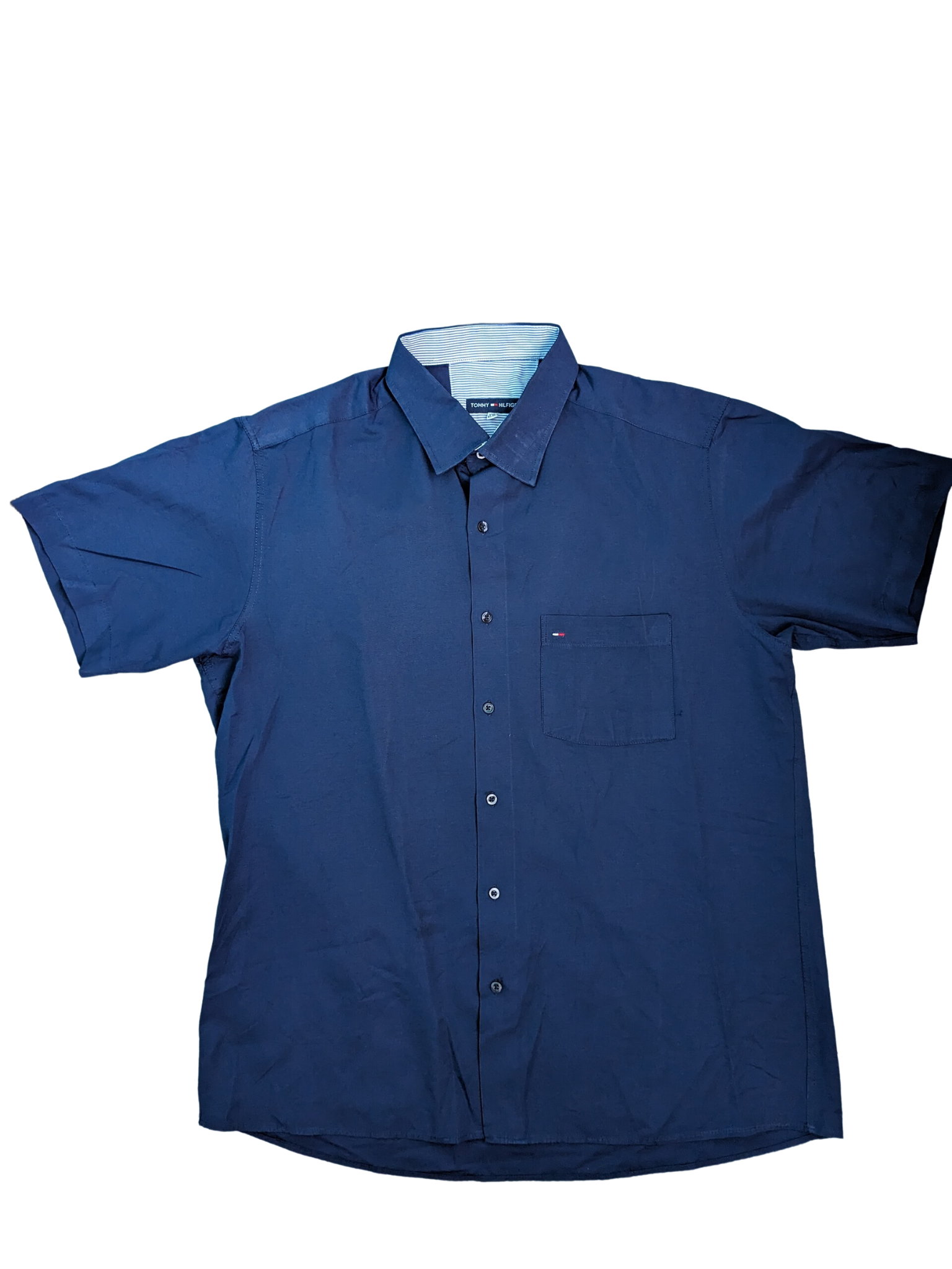 Vintage Navy Blue Tommy Hilfiger Short Sleeve Shirt - Front View