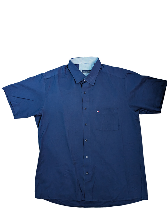 Vintage Navy Blue Tommy Hilfiger Short Sleeve Shirt - Front View