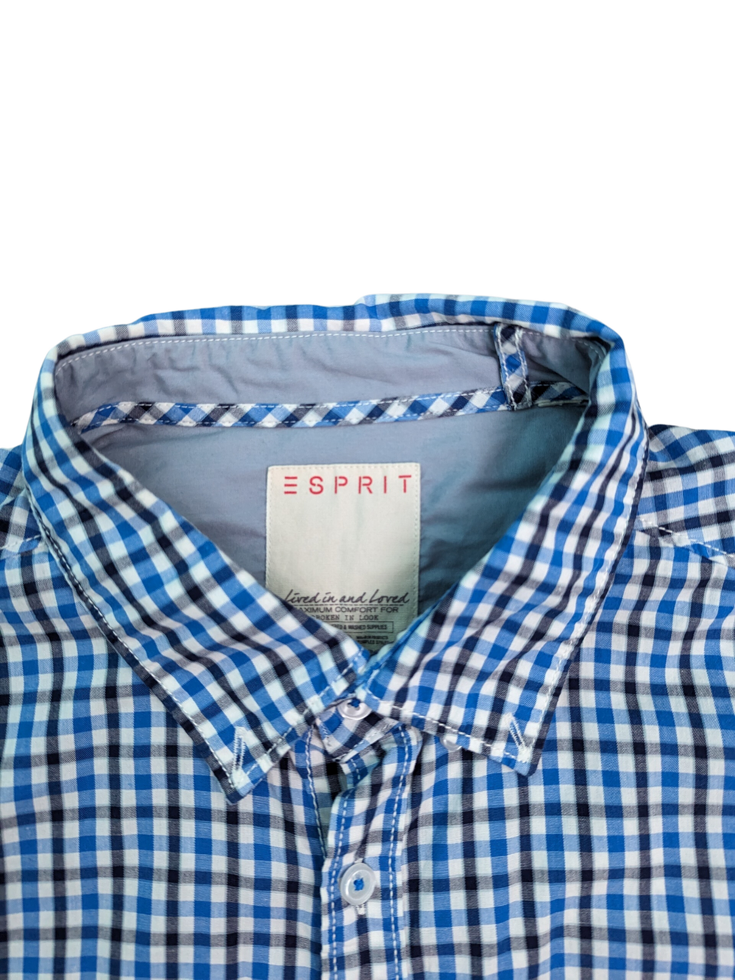 Vintage Blue Esprit Long Sleeve Shirt - Collar