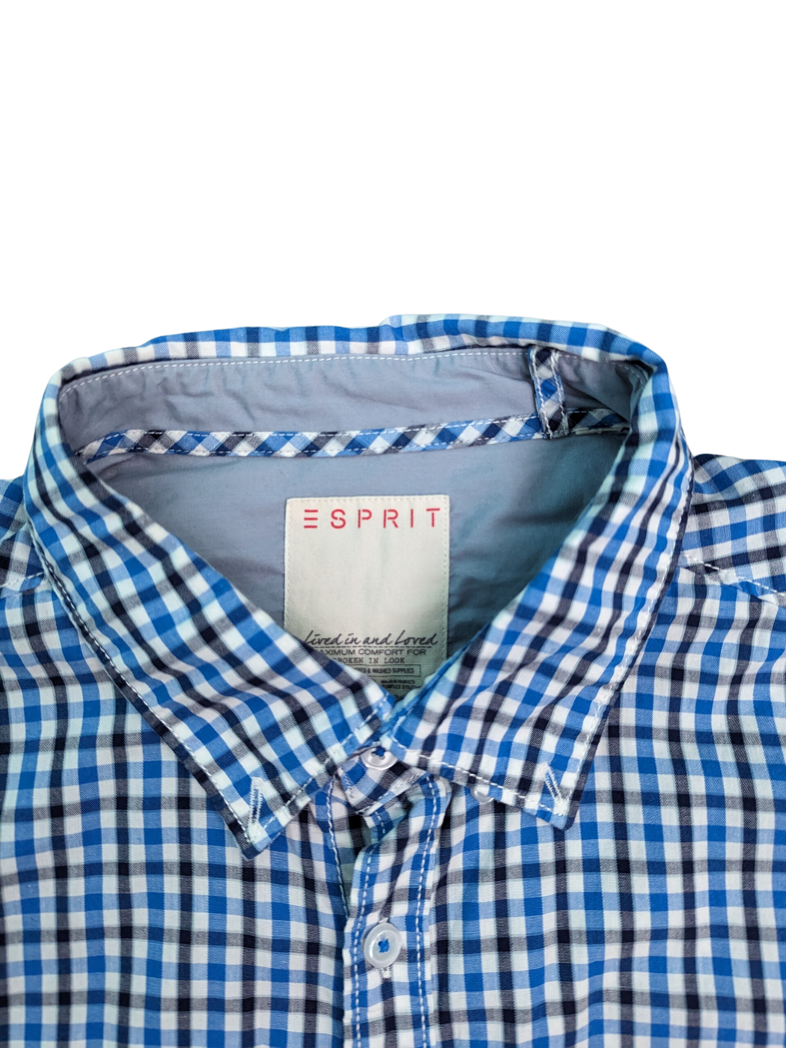 Vintage Blue Esprit Long Sleeve Shirt - Collar