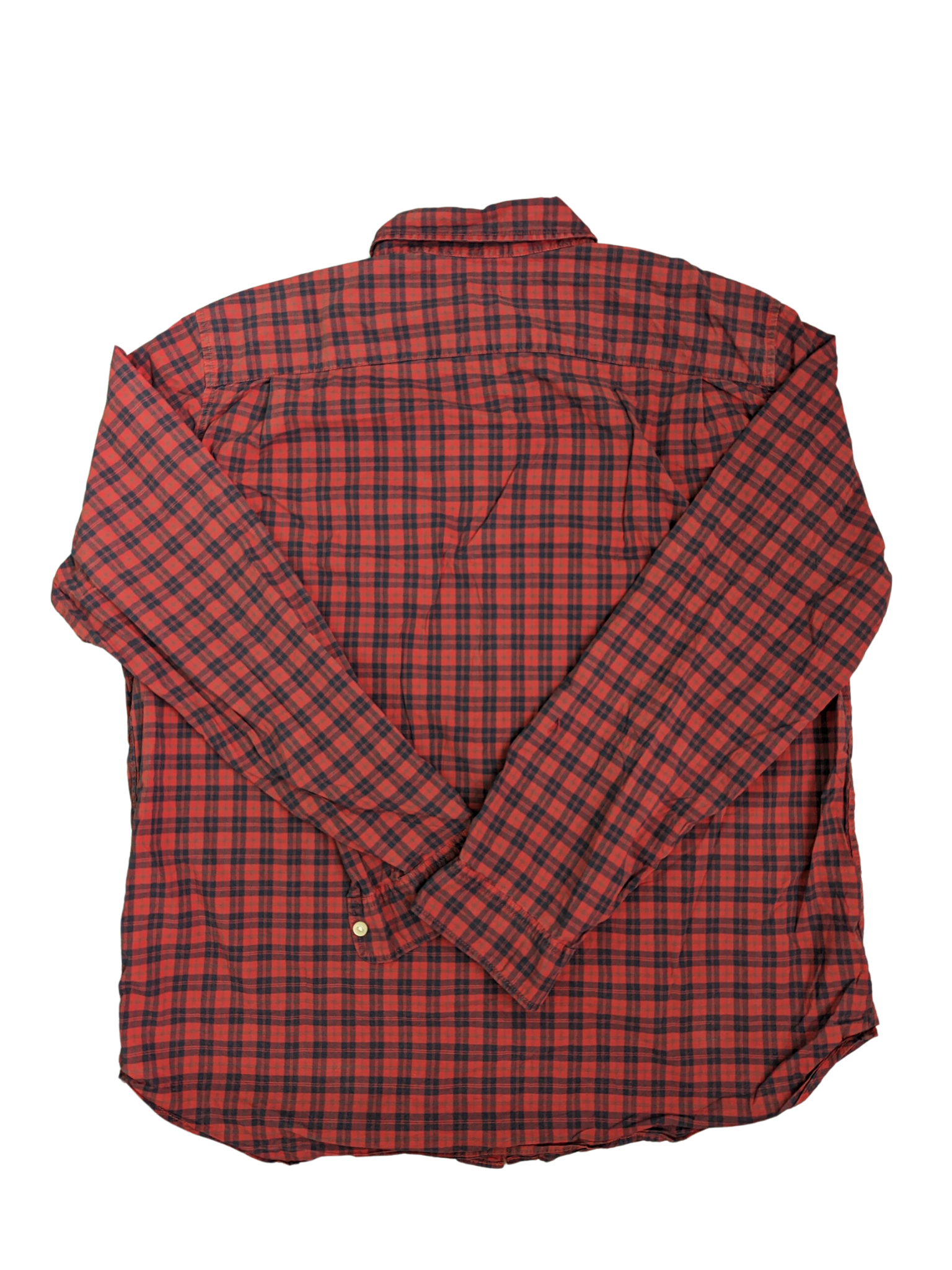 Vintage Red Chequered GAP Long Sleeve Shirt - Back View