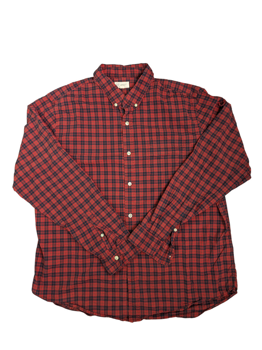 Vintage Red Chequered GAP Long Sleeve Shirt - Front VIew