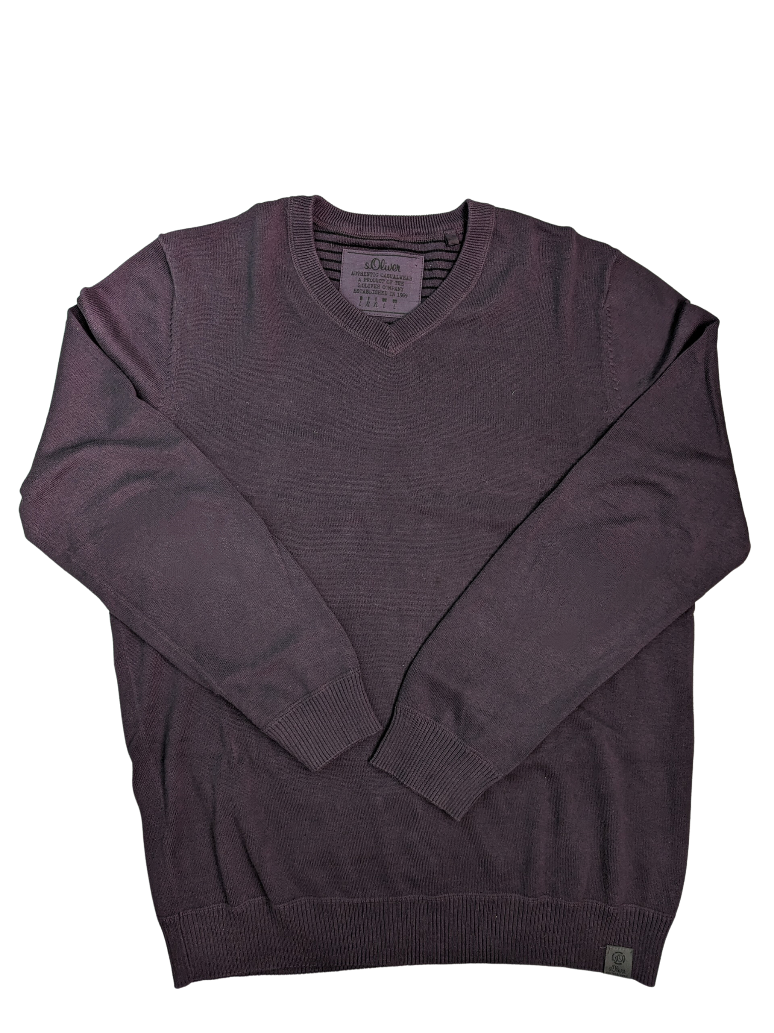 Vintage Maroon S.Oliver V-Neck Sweater - Front View