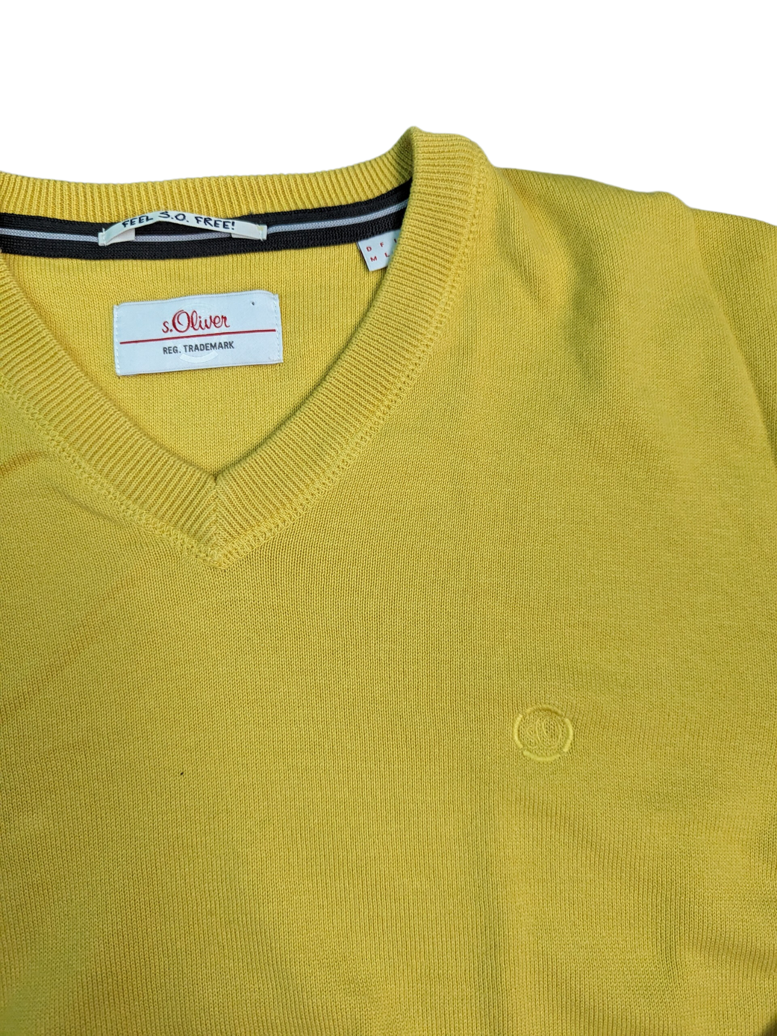 Vintage Yellow S.Oliver V-Neck Sweater - Closer Look