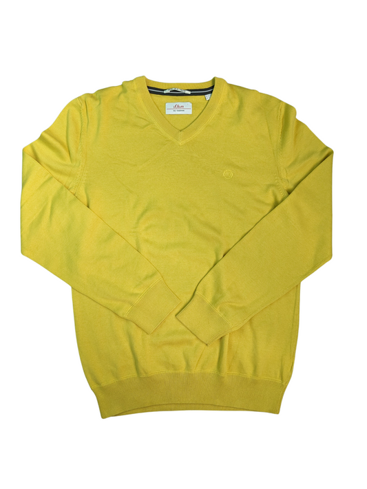 Vintage Yellow S.Oliver V-Neck Sweater - Front View