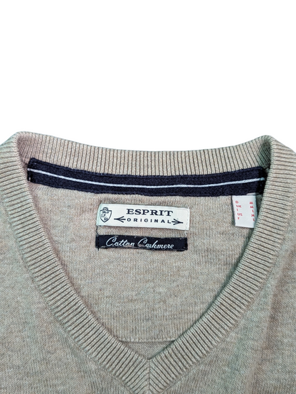 Vintage Light Grey Esprit Cashmire Sweater - V Neck