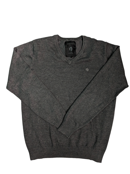 Vintage Grey Jack & Jones V-Neck Sweater - Front View