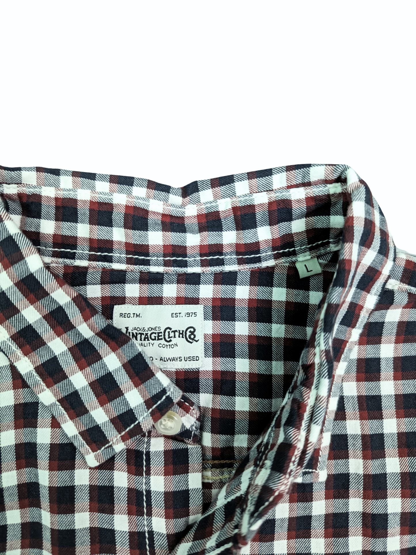 Vintage Plaid Jack & Jones Long Sleeve Shirt - Collar