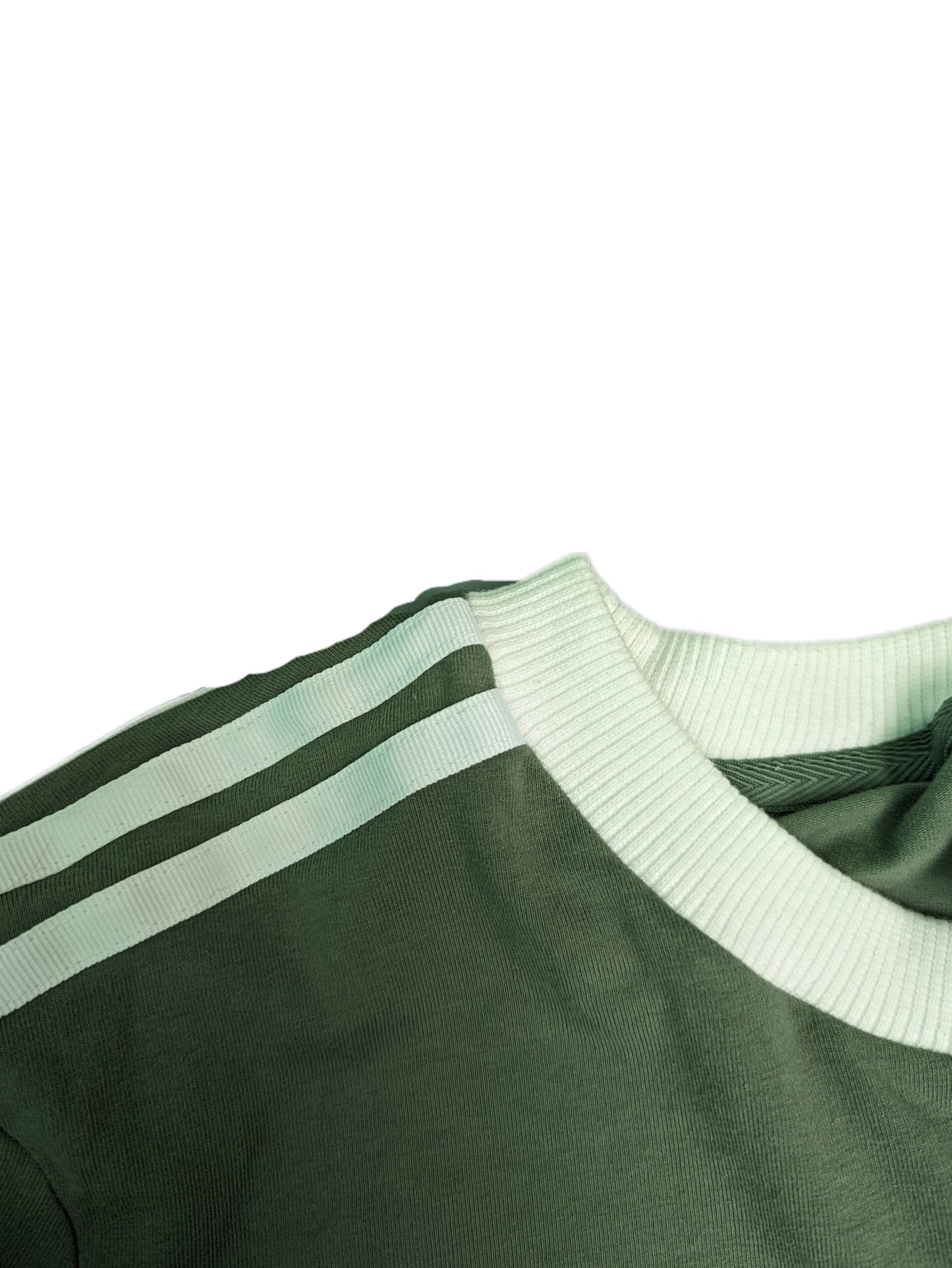 Dark Green Long Sleeve Adidas Sport Sweatshirt - Collar