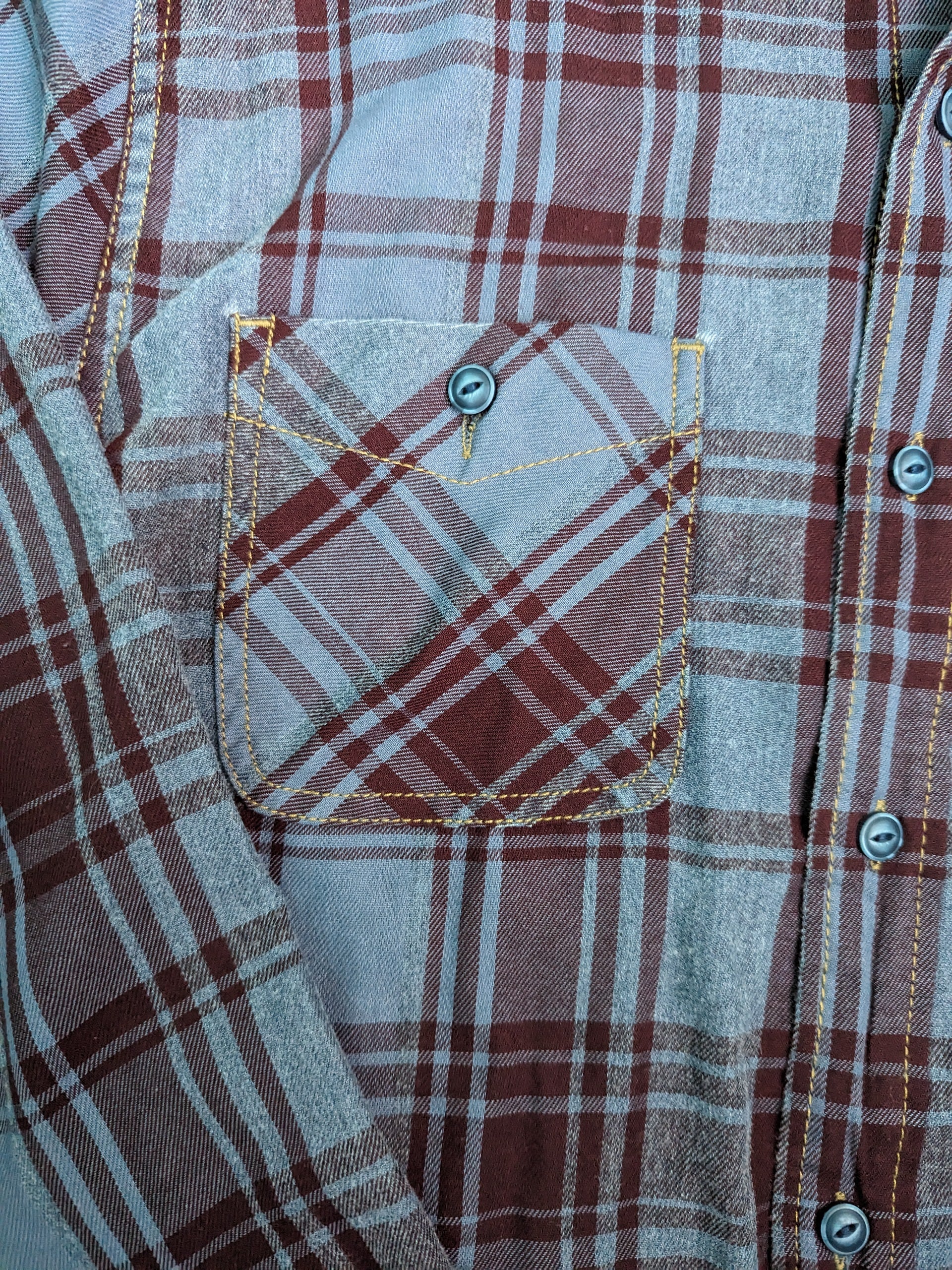 Vintage Plaid Long Sleeve Shirt - Pocket